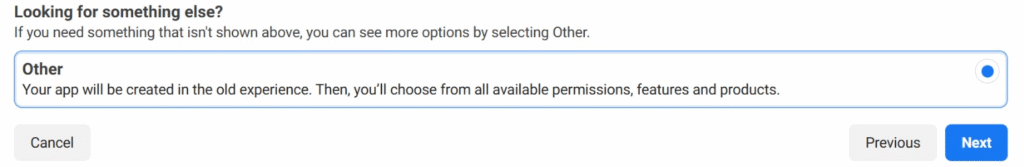 The Other option for the Meta app use case
