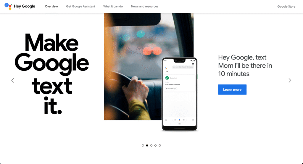 Google Assistant landing page