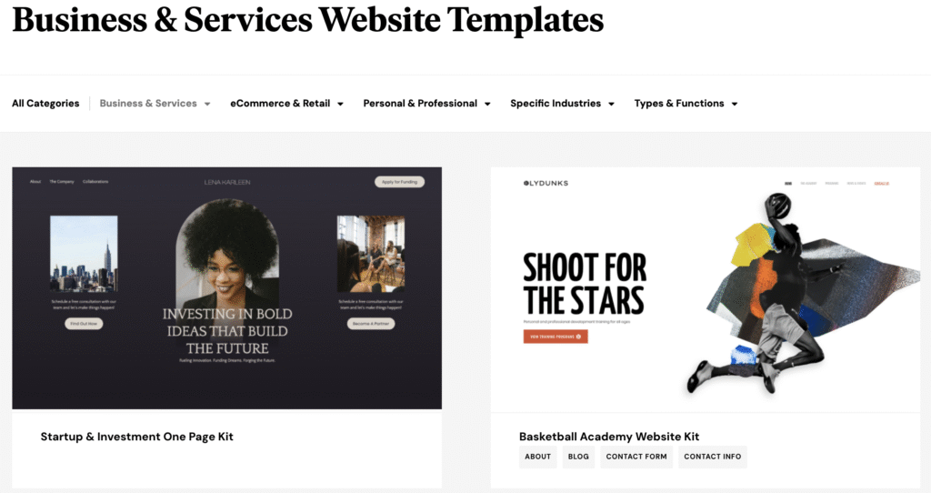 The Elementor theme library