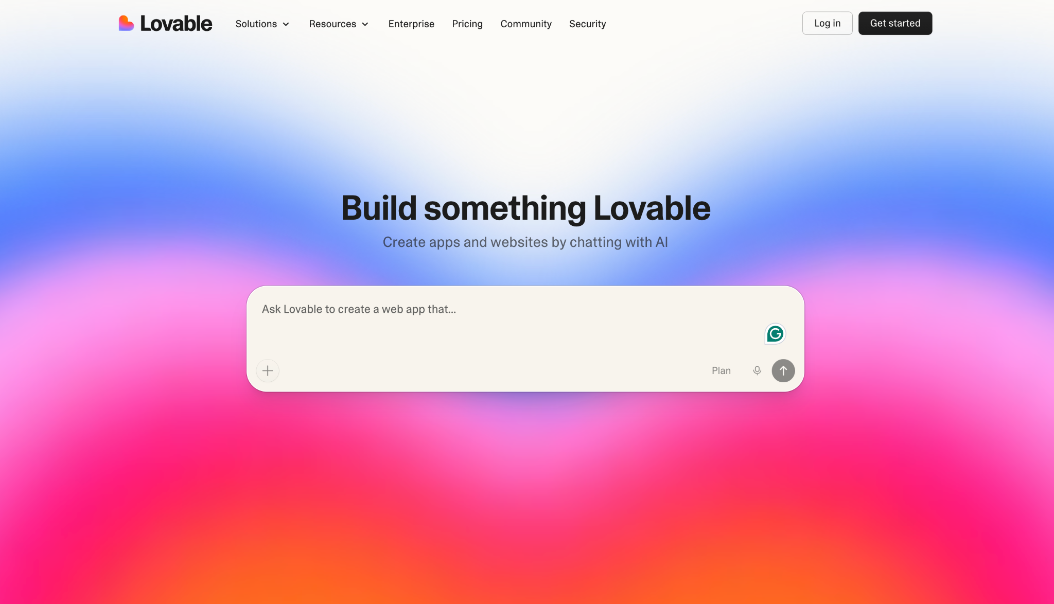 Lovable's landing page